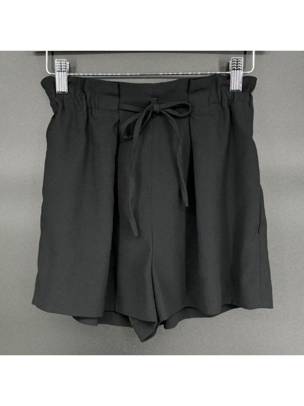 Babaton Aritzia Womens Paperbag Waist Tie Shorts S Black Triacetate Minimalist